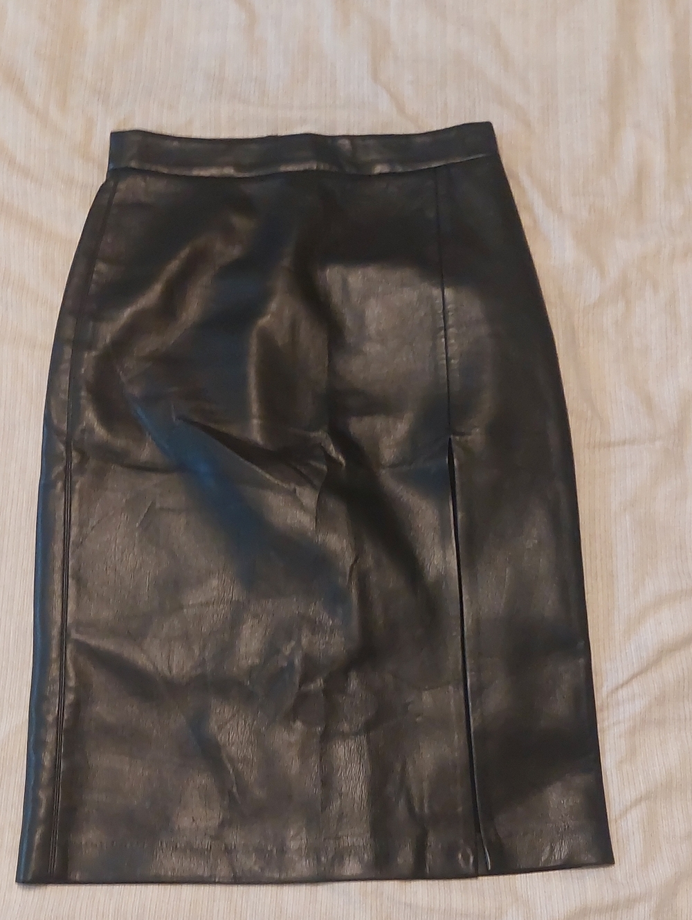 Wilfred Black Faux Leather Pencil Skirt with Side Slit Size 6